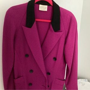 Women's Double-Breasted Jacket - Fuchsia and Black